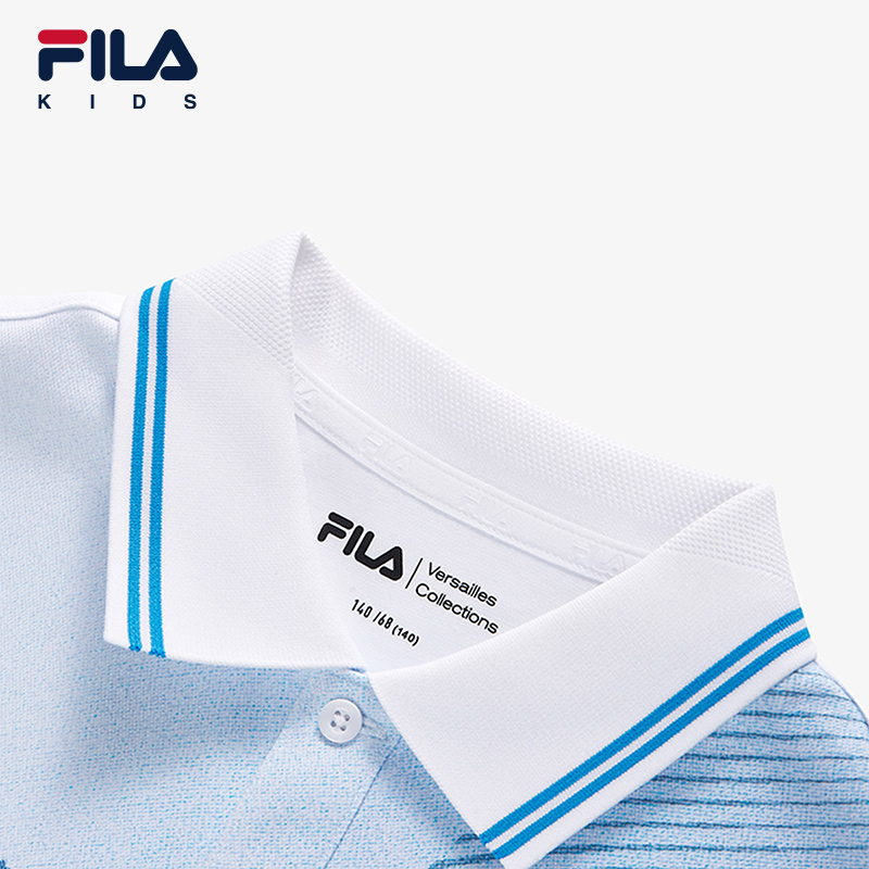 FILA KIDS WHITE LINE x RMN Boys' Short Sleeve T-shirt / Polo Tee  (Full Print in White and Blue)