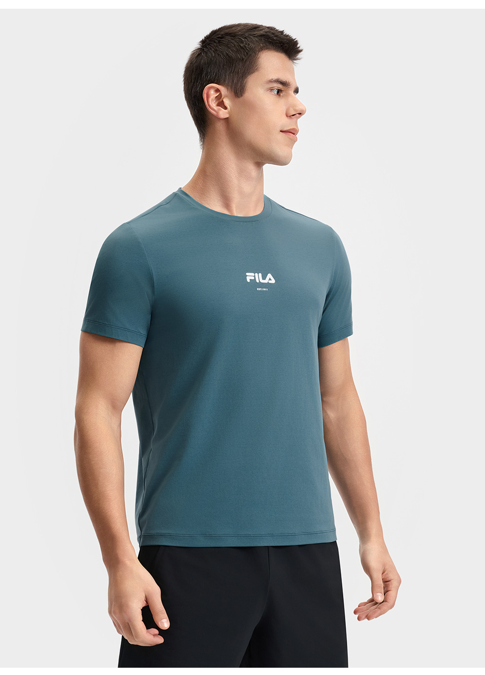 FILA CORE ATHLETICS FITNESS BLACK MEN SPACE DRIOD Men Short Sleeves T-Shirt (Black / Blue / White)
