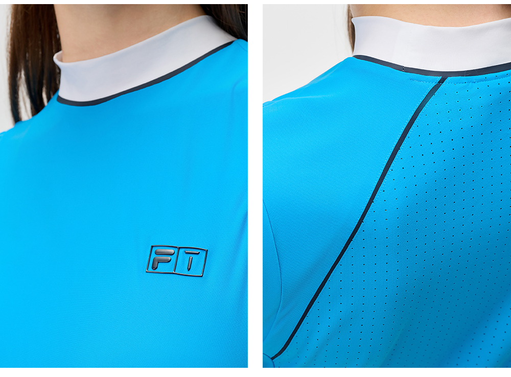 FILA CORE ATHLETICS GOLF (DP WORLD TOUR) Women Short Sleeve T-shirt (Blue)