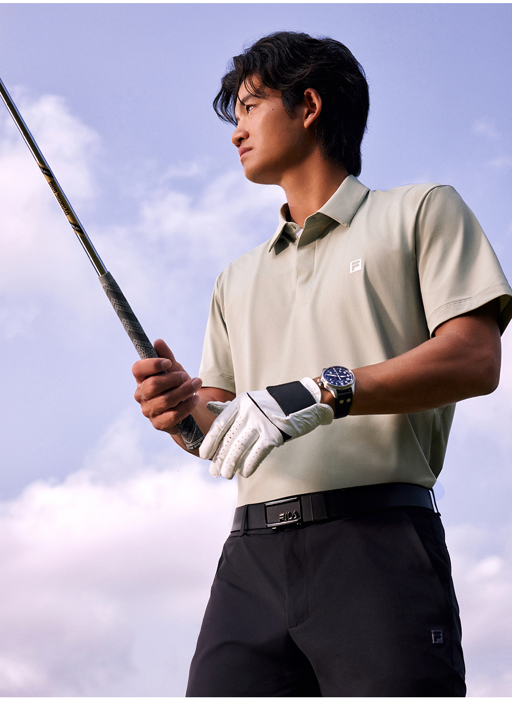 FILA CORE ATHLETICS GOLF ELITE GOLF CLUB Men Short Sleeve Polo (Black / Olive Green)