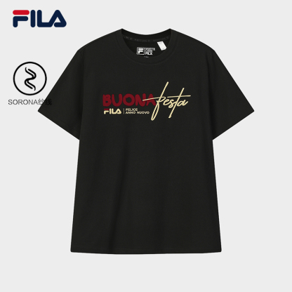 FILA CORE Men CNY Knitted Short Sleeve Top BLACK