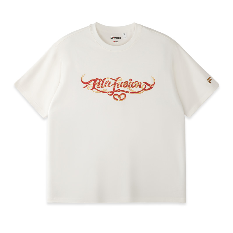 FILA FUSION SPECIAL PLANNING Knitted Short Sleeve Top WHITE