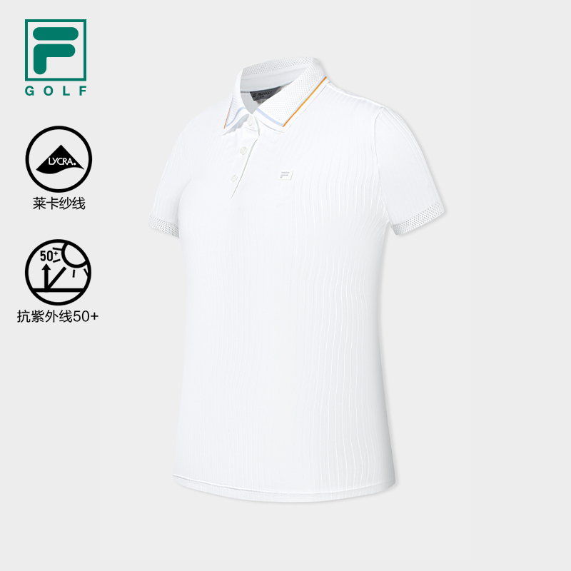 FILA CORE Women GOLF Knitted Short Sleeve Polo Shirt WHITE