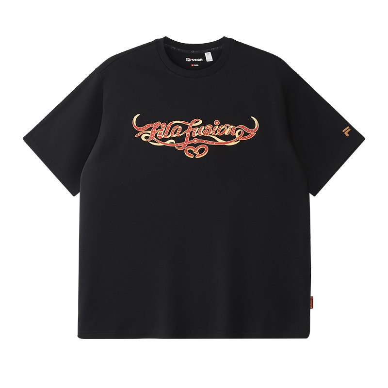 FILA FUSION SPECIAL PLANNING Knitted Short Sleeve Top BLACK