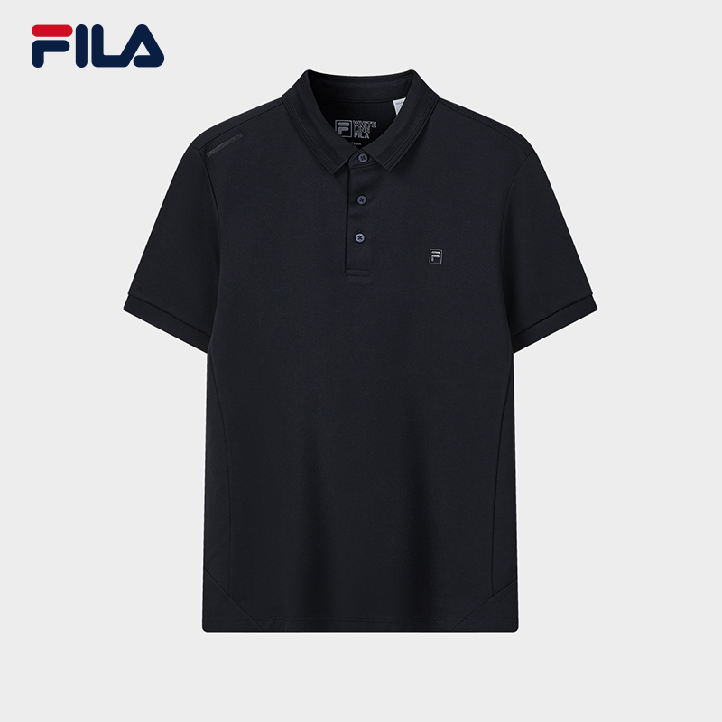 FILA CORE Men WHITE Knitted Short Sleeve Polo Shirt NAVY
