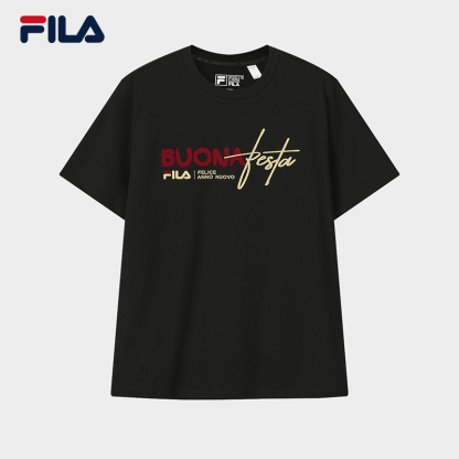 FILA CORE Men CNY Knitted Short Sleeve Top BLACK