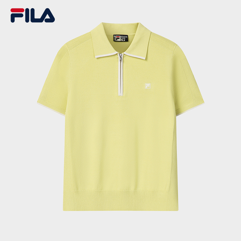 FILA CORE Women WHITE Knitted Top LIGHT GREEN