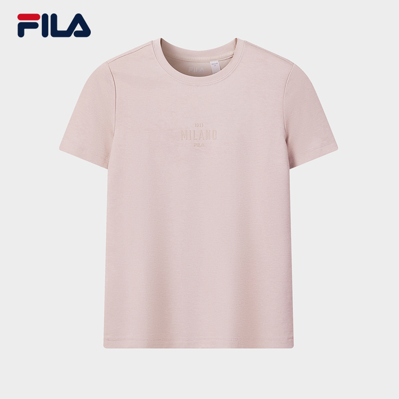 FILA CORE Women MILANO Knitted Short Sleeve Top PINK