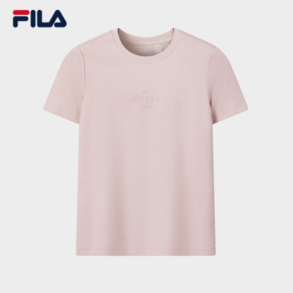 FILA CORE Women MILANO Knitted Short Sleeve Top PINK