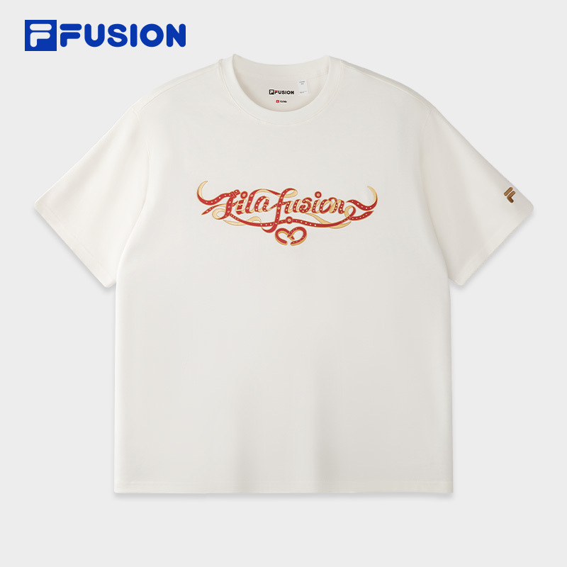 FILA FUSION SPECIAL PLANNING Knitted Short Sleeve Top WHITE