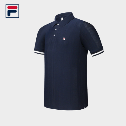 FILA CORE Men's TENNIS Short Sleeve Polo in Dark Blue