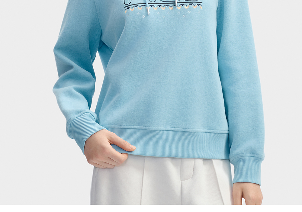 FILA CORE LIFESTYLE WHITE LINE GRENOBLE Women Hoodie (Light Blue)