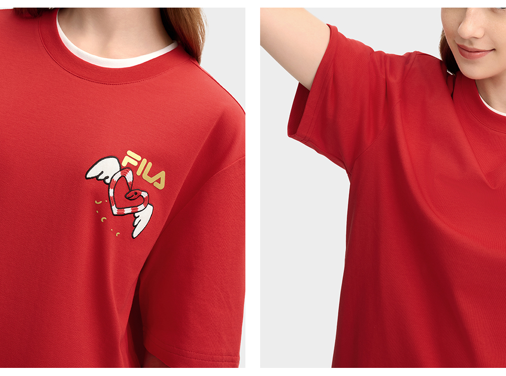 FILA CORE LIFESTYLE ORIGINALE FILA SOPHEY Unisex Short Sleeves T-Shirt (Black / Red / White) - Unisex