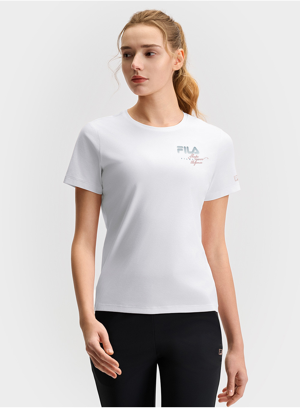 FILA CORE ATHLETICS FILA-FIT ARTE ELEGANTE Women Short Sleeves T-Shirt (Light Blue / Pink / White)