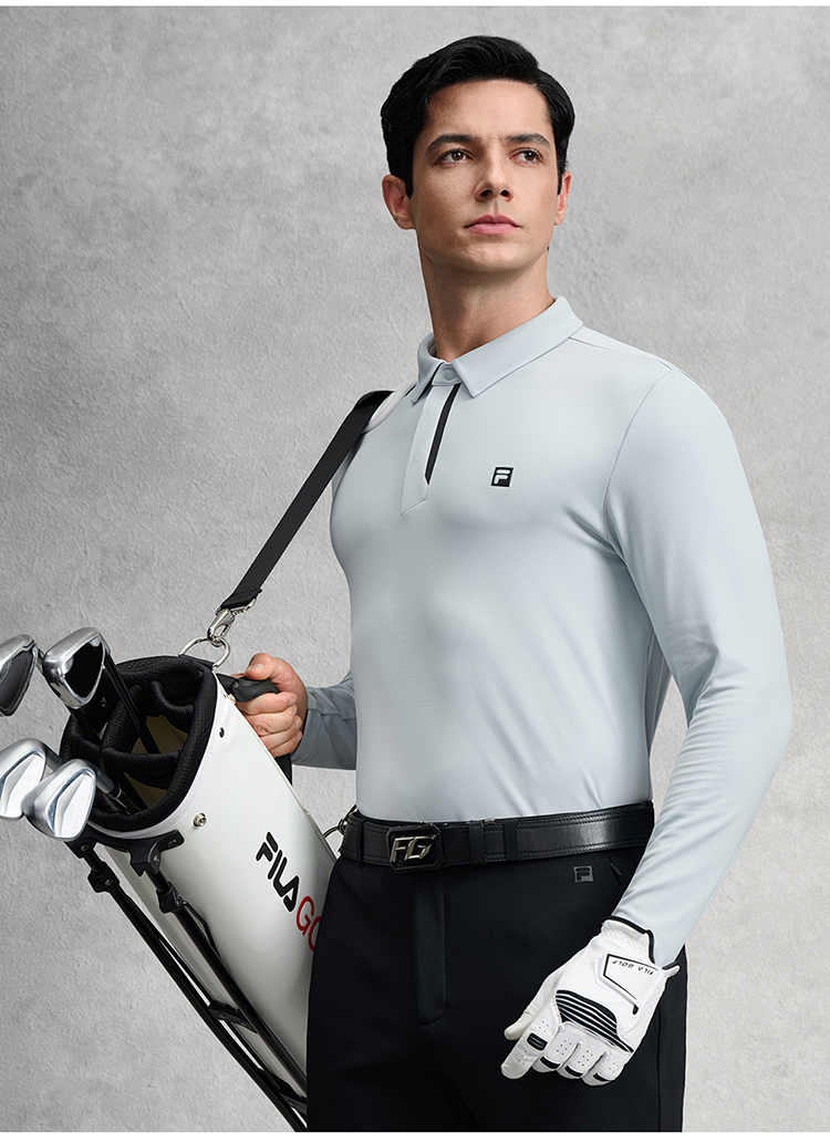 FILA CORE GOLF Men Sunscreen Sunscreen Long Sleeve Polo(Light Blue)