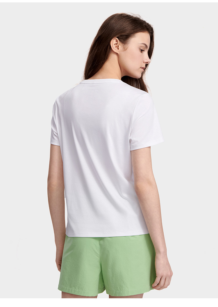 FILA CORE Women's White Line White Special Short Sleeve Tee (White/ Black / Light Green)