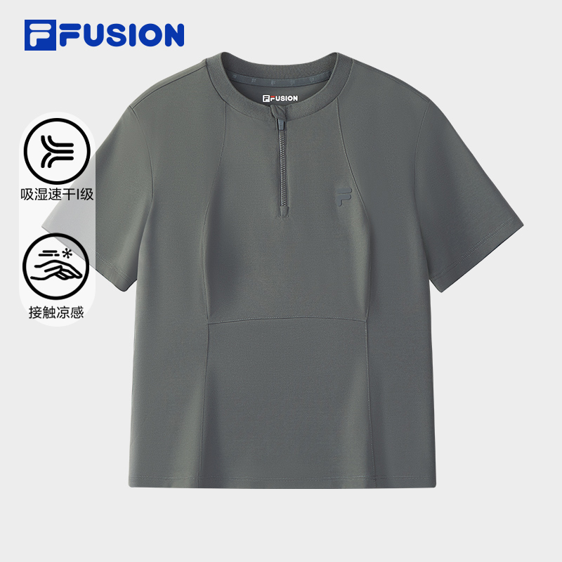 FILA FUSION URBAN TECH Women Short Sleeve T-shirt (Grey/White)