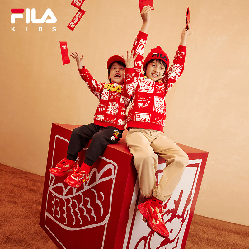 [ CNY Collection ] FILA KIDS ORIGINALE Boy's Pullover Sweater in Full Print Chinese New Year