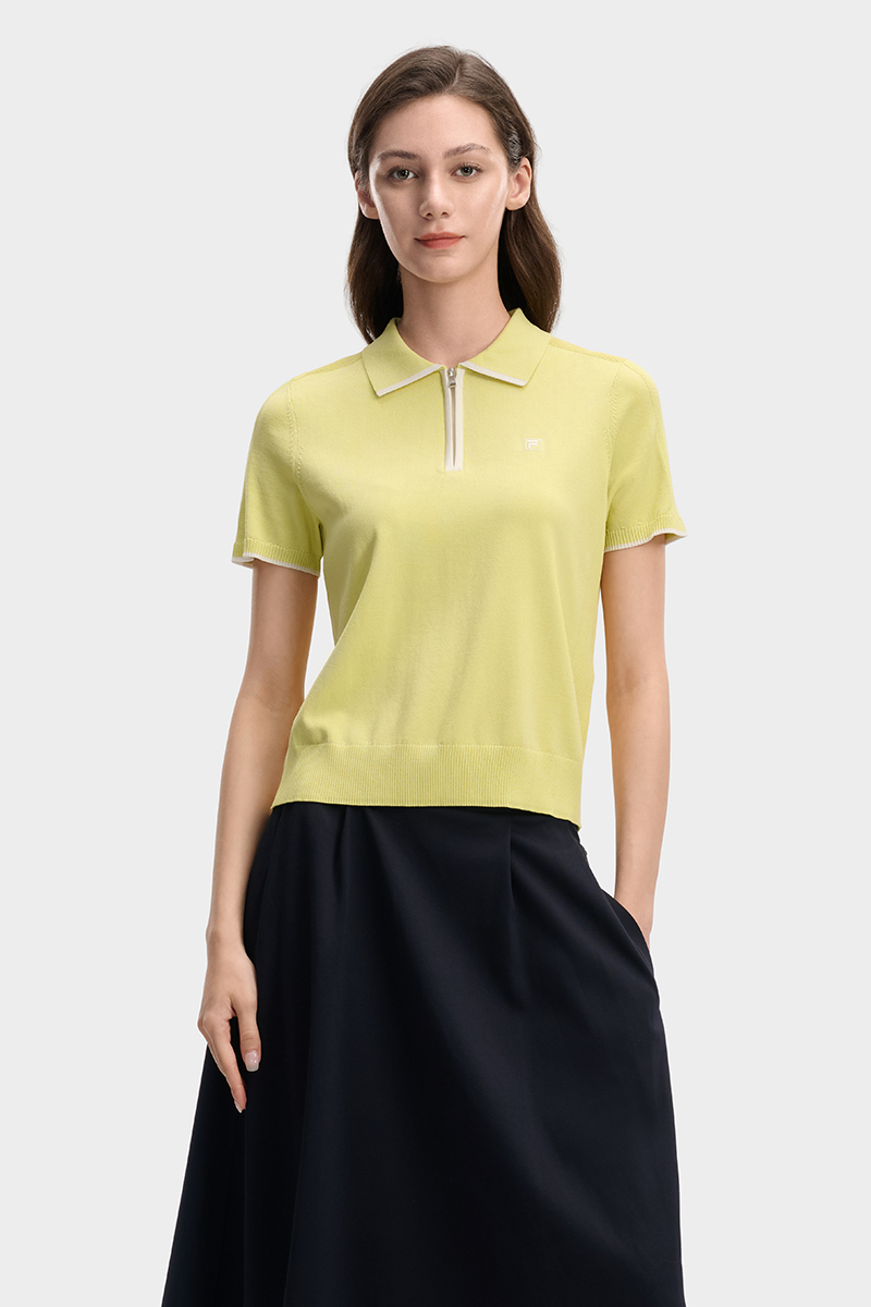FILA CORE Women WHITE Knitted Top LIGHT GREEN