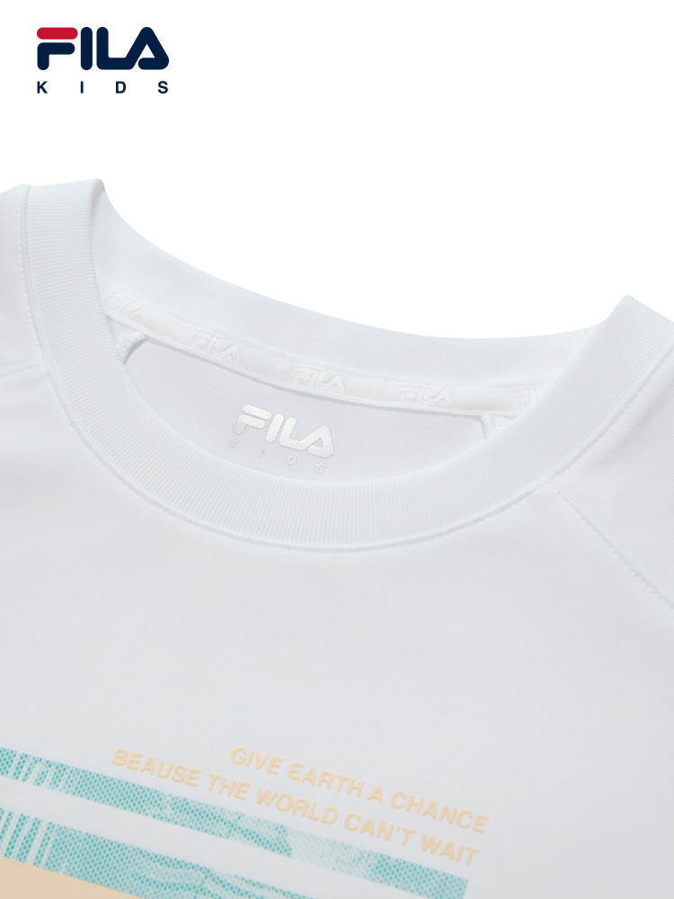 (130 - 170cm) FILA KIDS WHITE LINE Boys Short Sleeve T-Shirt in White