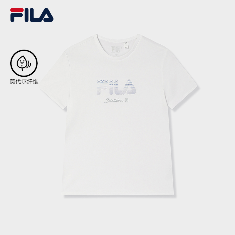 FILA CORE LIFESTYLE WHITE EVERYDAY ELEGANCE Women Short Sleeves T-Shirt (Light Blue / White)
