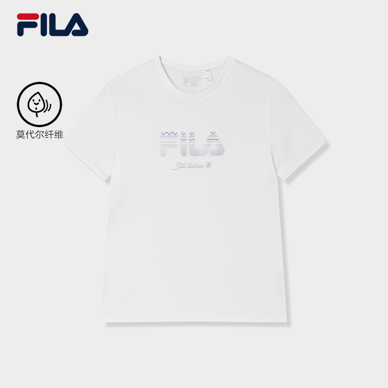 FILA CORE LIFESTYLE WHITE EVERYDAY ELEGANCE Women Short Sleeves T-Shirt (Light Blue / White)