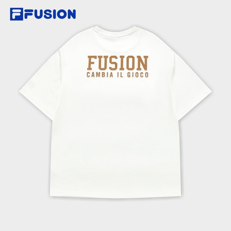 FILA FUSION BASKETBALL INLINE UNIFORM Men's Short Sleeve T-shirt (White / Brown - Cotton)