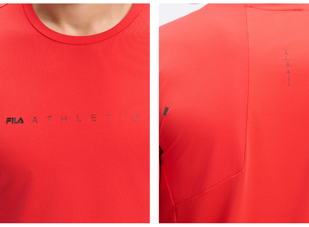 FILA CORE ATHLETICS BLACK Men Short Sleeve T-shirt (Red / White)