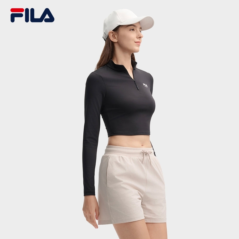 FILA CORE LIFESTYLE MILANO Women Long Sleeve Crop Top (Black)