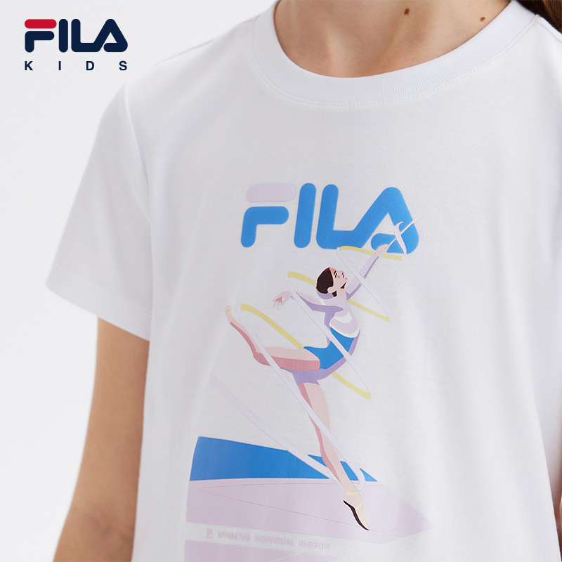 (120-170) FILA KIDS FOR CHAMPIONS ORIGINALE Girl's Short Sleeve T-shirt in White