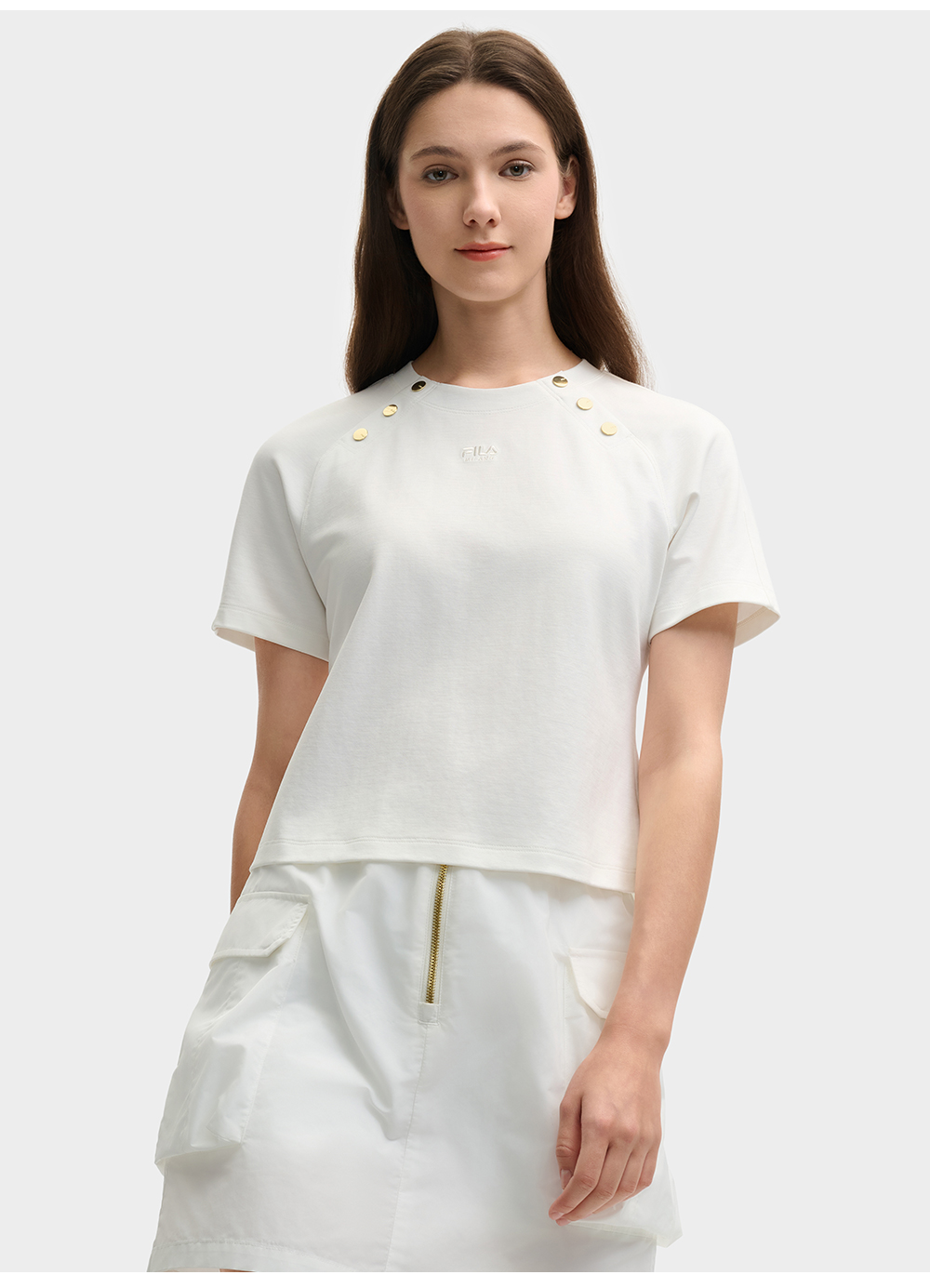 FILA CORE LIFESTYLE MILANO LUXURY CAFFE / FLAT WHITE Women Short Sleeves T-Shirt (Black / White)