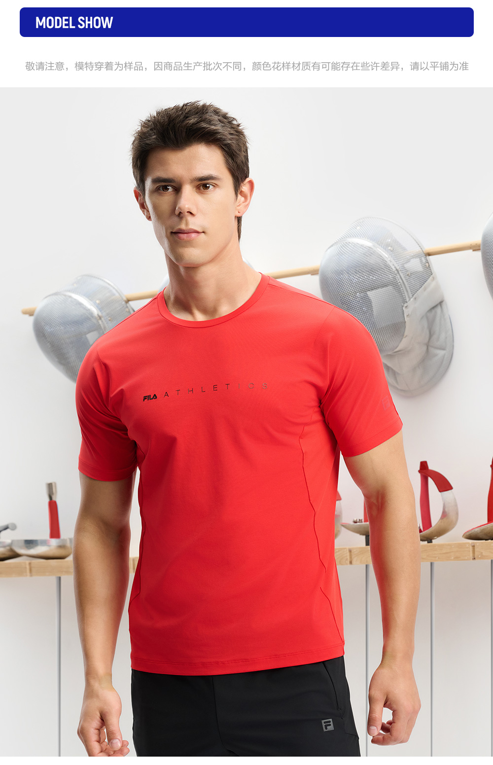 FILA CORE ATHLETICS BLACK Men Short Sleeve T-shirt (Red / White)