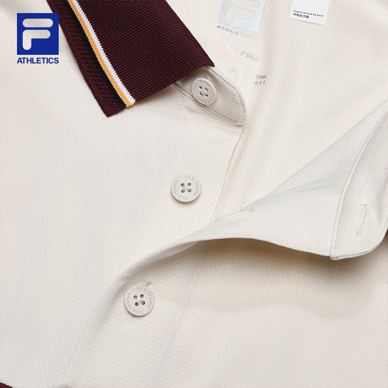 FILA CORE SPORTS ATHLETICS TENNIS Men Short Sleeve Polo in Beige