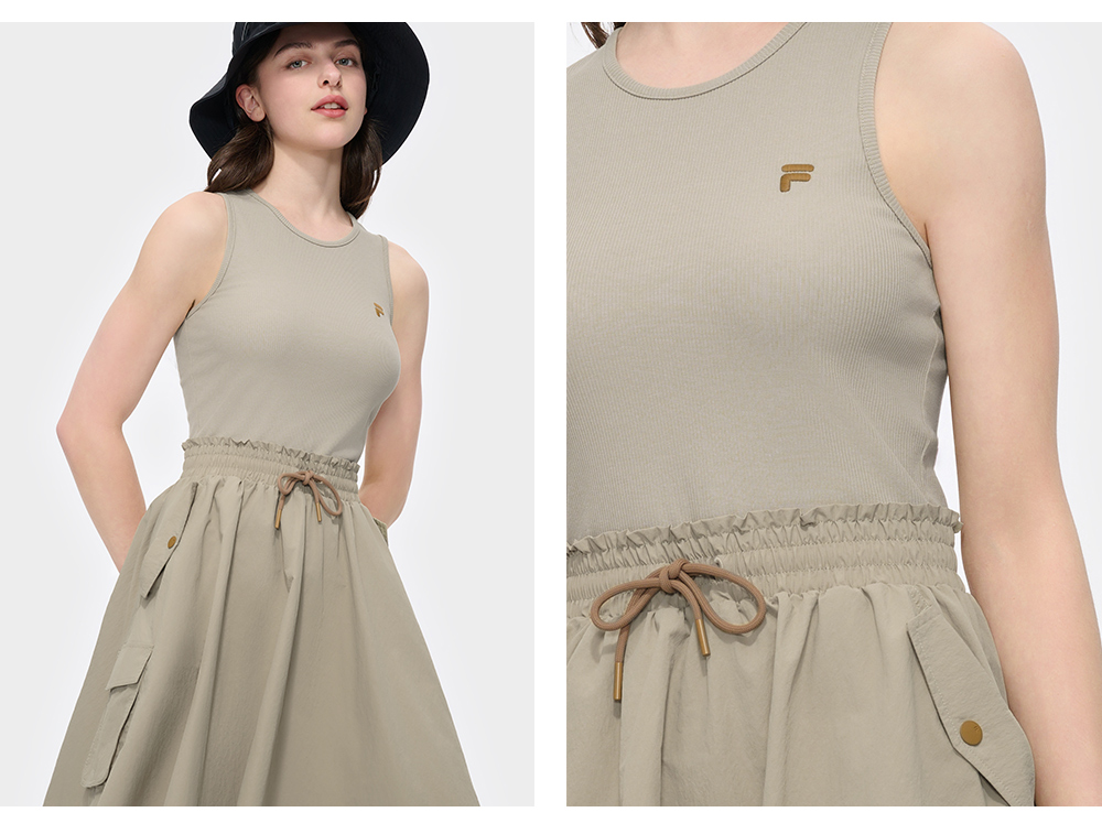 FILA FUSION INLINE CATEGORY CLUB - DRESSES Women Dress (Grey / Matcha Khaki)