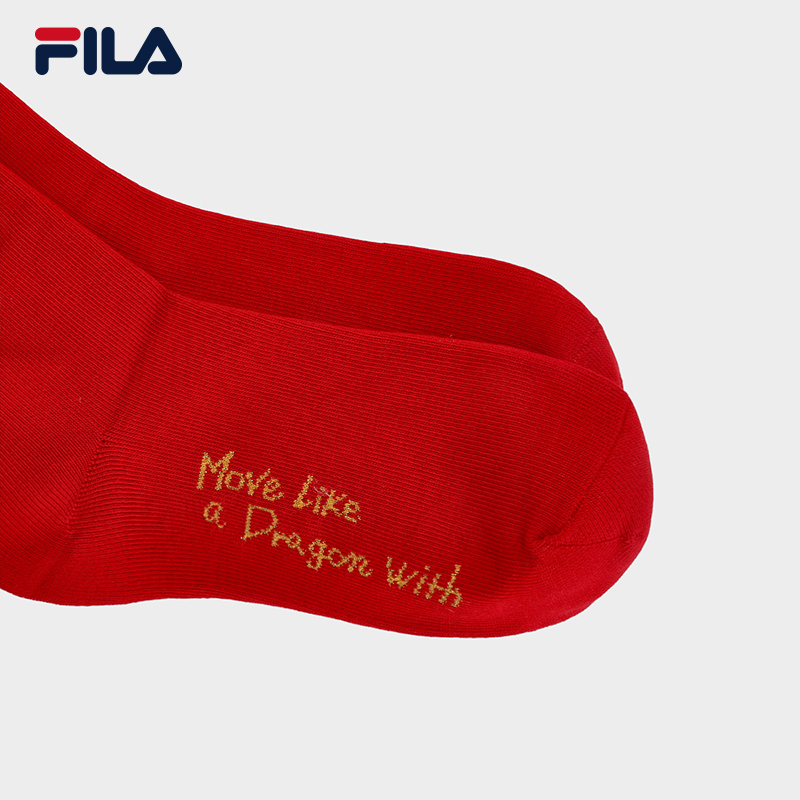 [ CNY Collection ] FILA CORE WHITE LINE FILA ORIGINALE Women's Middle Socks in Red