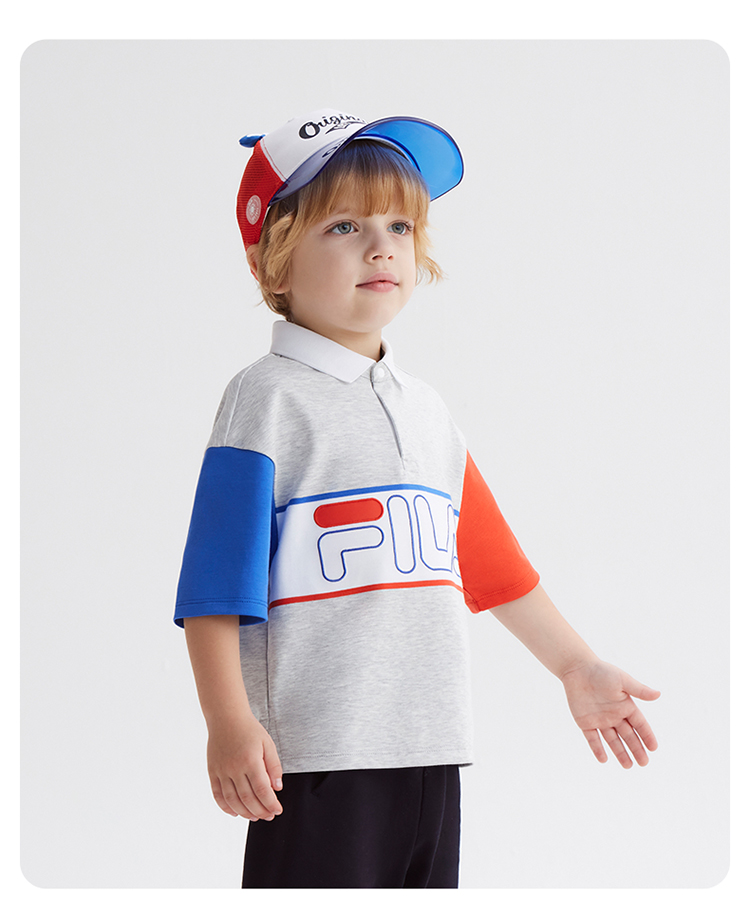 FILA KIDS ORIGINALE Boy's Short Sleeve Polo in Grey