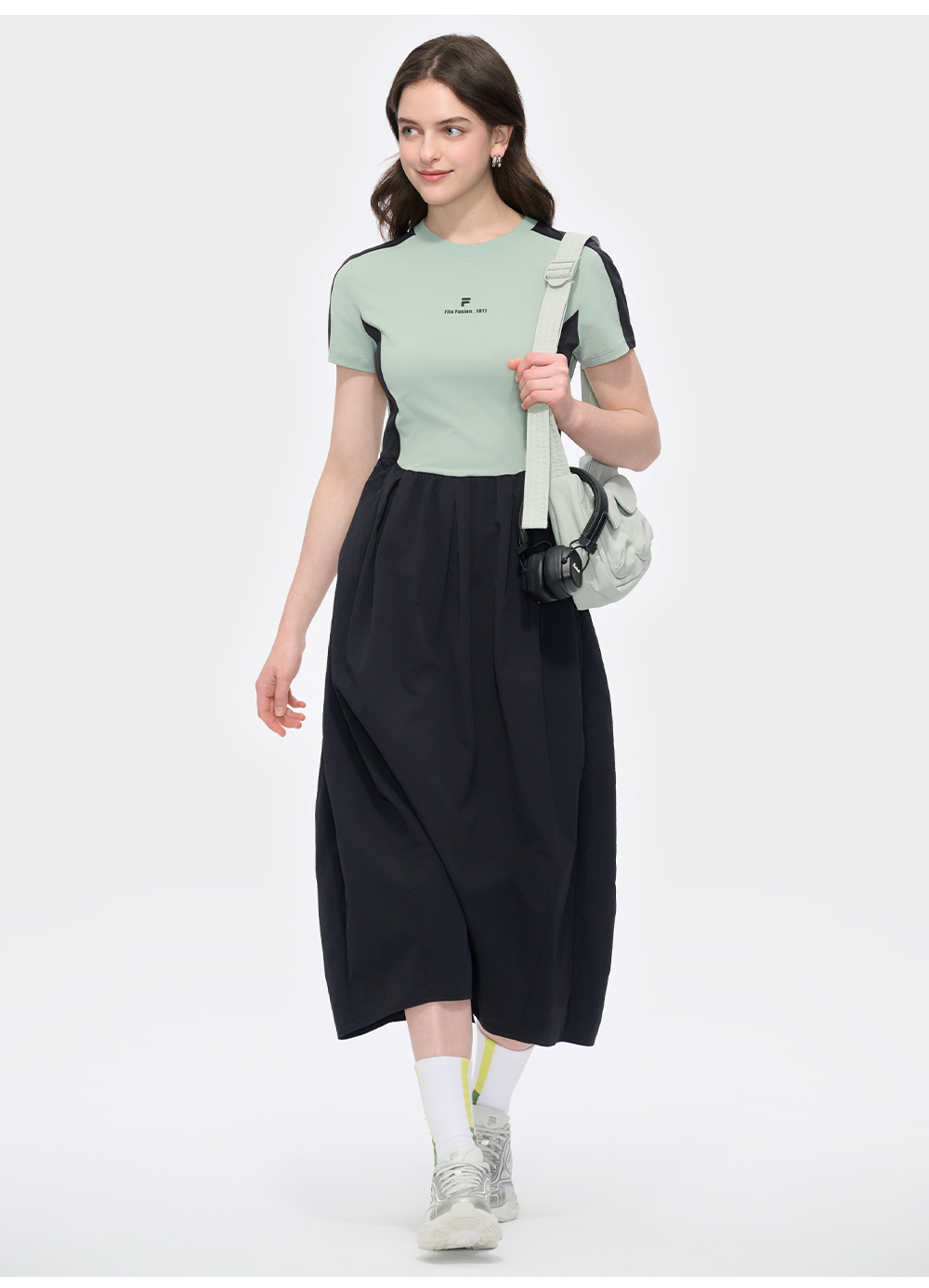FILA FUSION INLINE CATEGORY CLUB SHORT SLEEVE Women Dress (Black / Green)