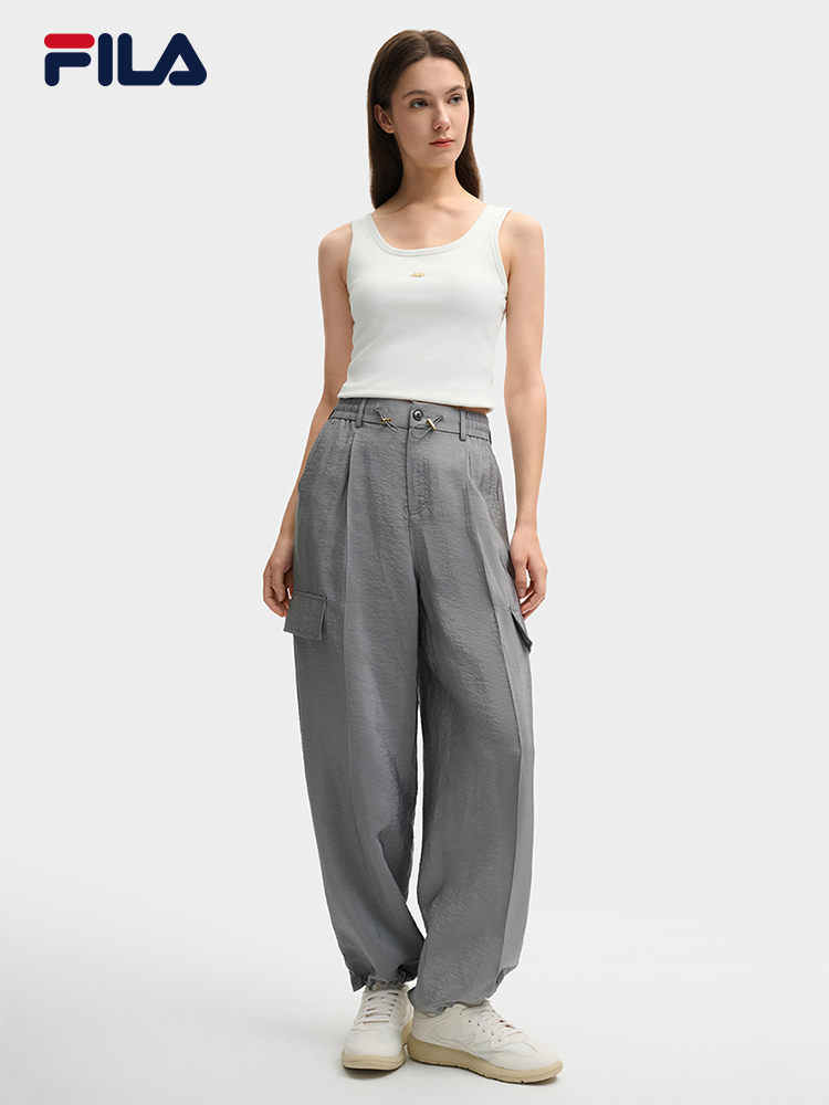 FILA CORE LIFESTYLE MILANO LUXURY CAFFE / FLAT WHITE Women Woven Pants (Grey)