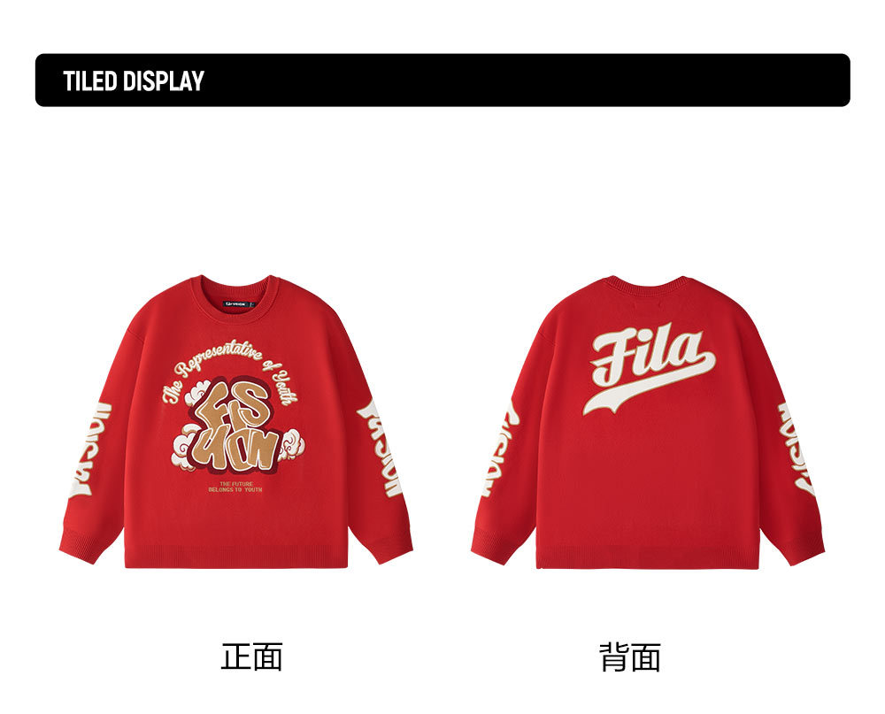 FILA FUSION INLINE CULTURE CNY COLLECTION Unisex Knit Sweater (Red / White)