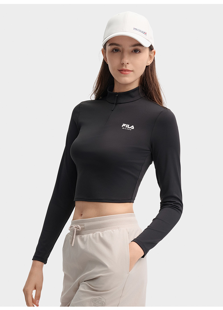 FILA CORE LIFESTYLE MILANO Women Long Sleeve Crop Top (Black)