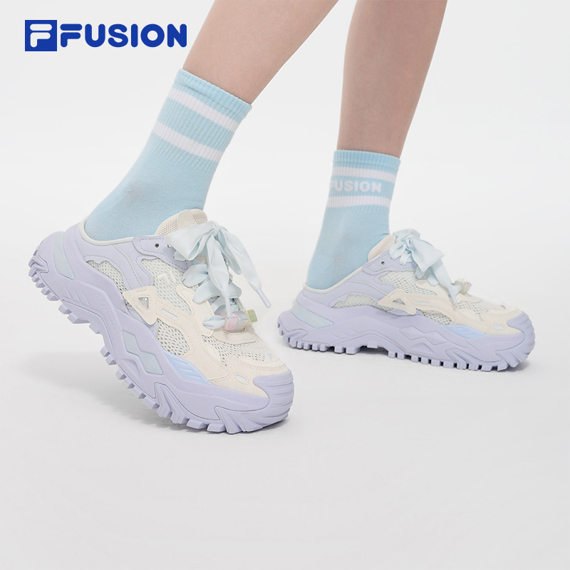 [ TOP PICK! ]FILA FUSION BIANCO MULES Women Platform Shoes/Sneakers (Pink/ Green / Purple) [ Slip-ons | 4.5cm ]