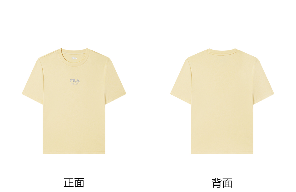 FILA CORE LIFESTYLE MILANO ENJOY A CUP OF JOE Women Short Sleeves T-Shirt (White / Yellow)