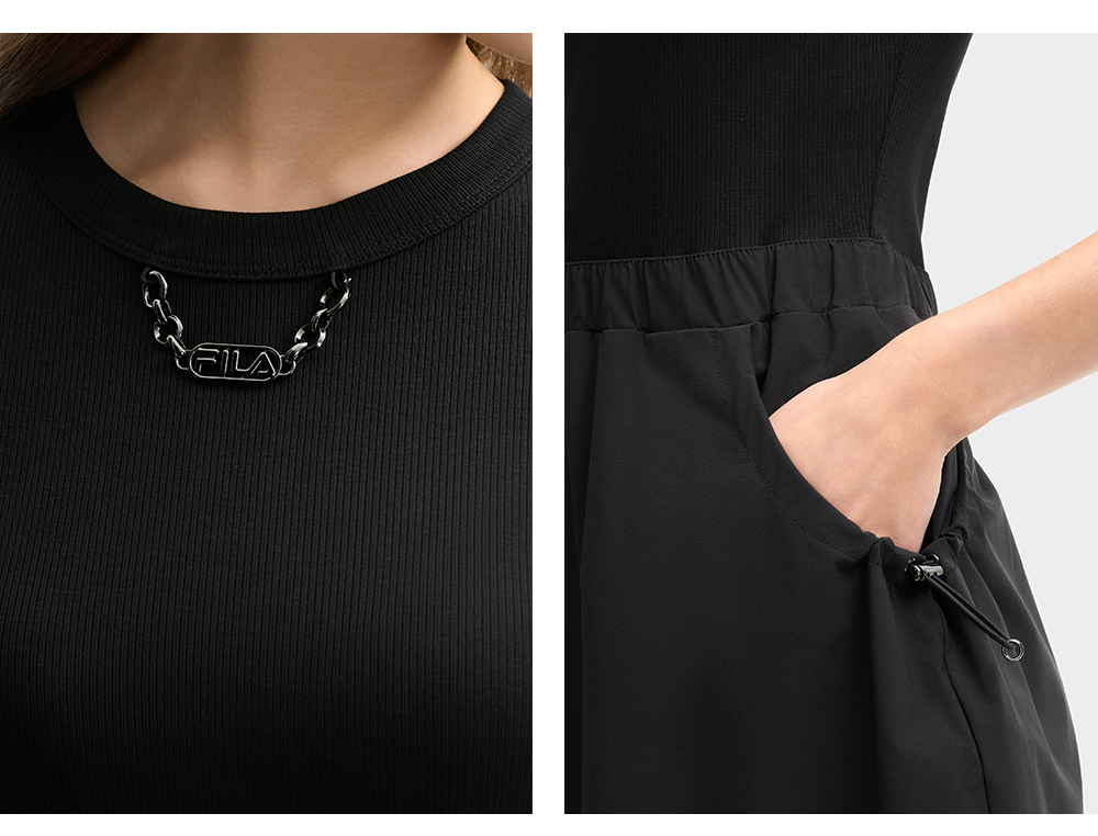 FILA CORE LIFESTYLE MILANO ENJOY A CUP OF JOE Women Dress (Black)