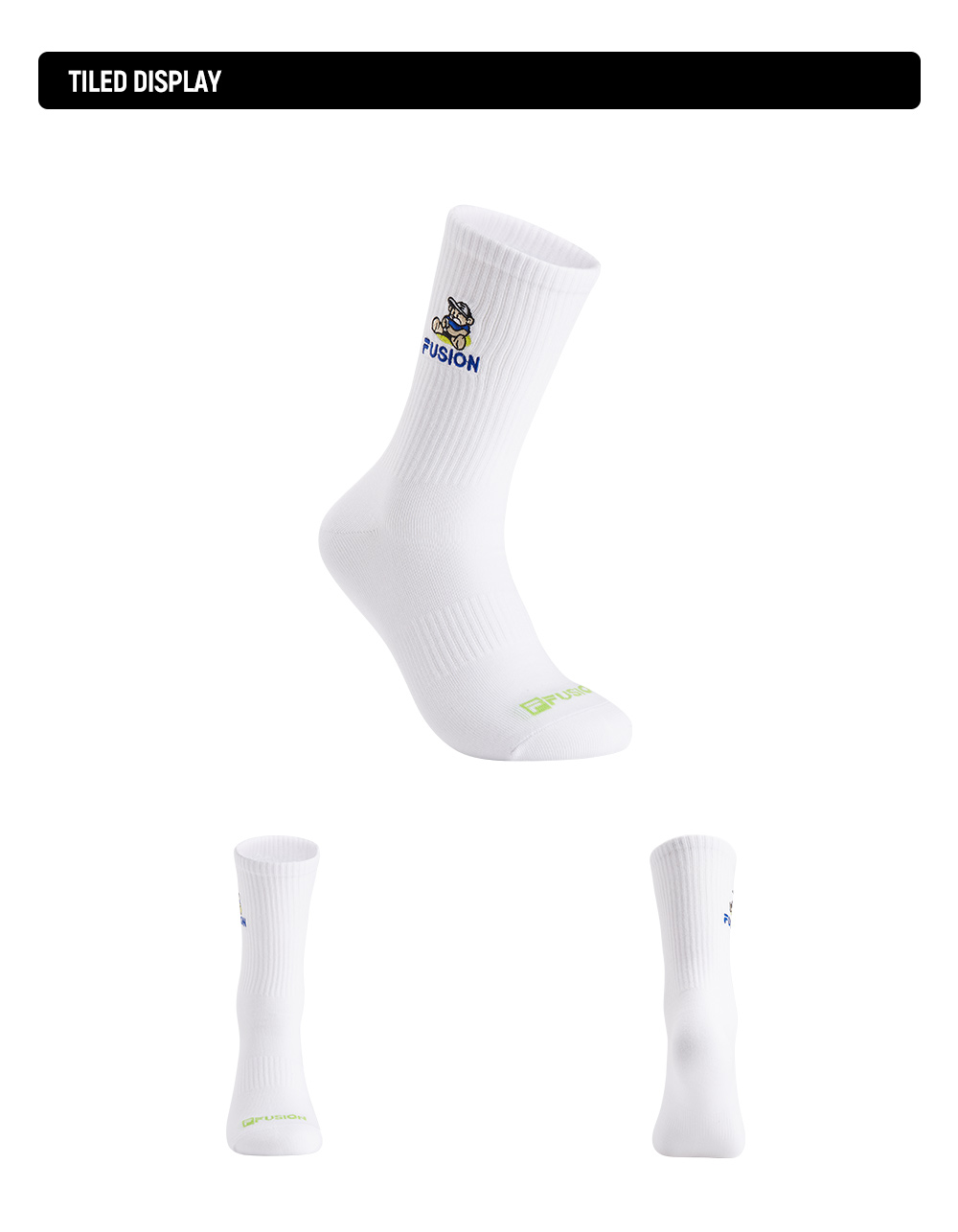 FILA FUSION INLINE Unisex Mid-Length Socks (White / Black / Orange)