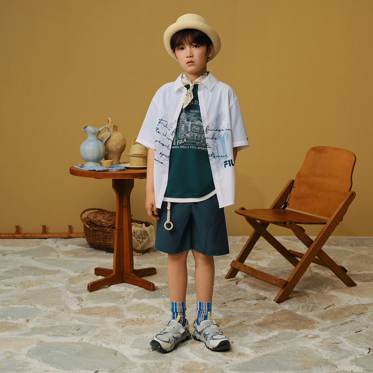 FILA KIDS WHITE LINE Boys Short Sleeves Shirt