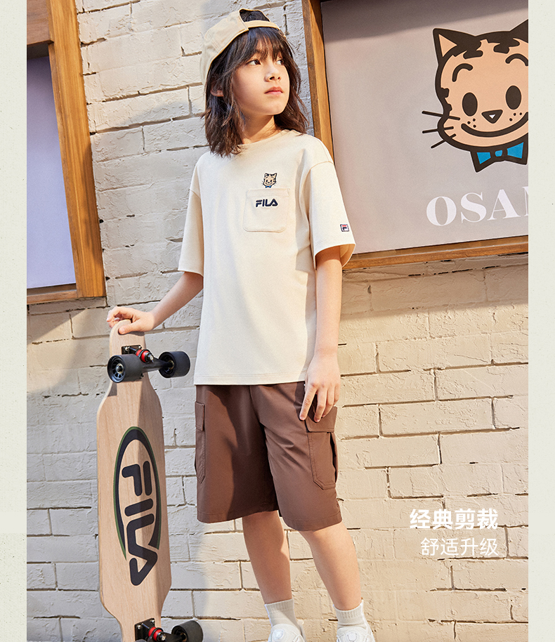 (130 - 170cm) FILA KIDS x OSAMU GOODS Unisex Short Sleeve T-Shirt