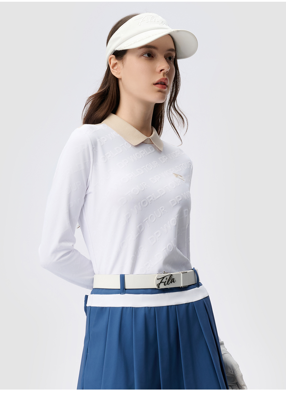 FILA CORE ATHLETICS GOLF DP WORLD TOUR MONOGRAM STRIPE Women Sweatshirt (White)