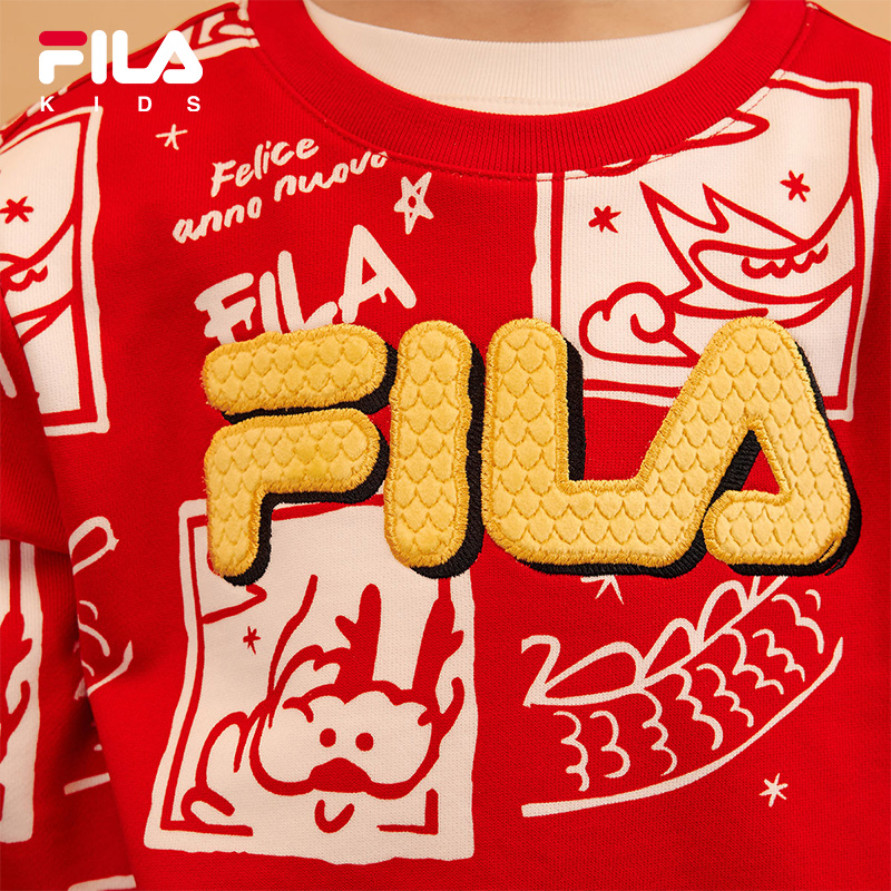 [ CNY Collection ] FILA KIDS ORIGINALE Boy's Pullover Sweater in Full Print Chinese New Year