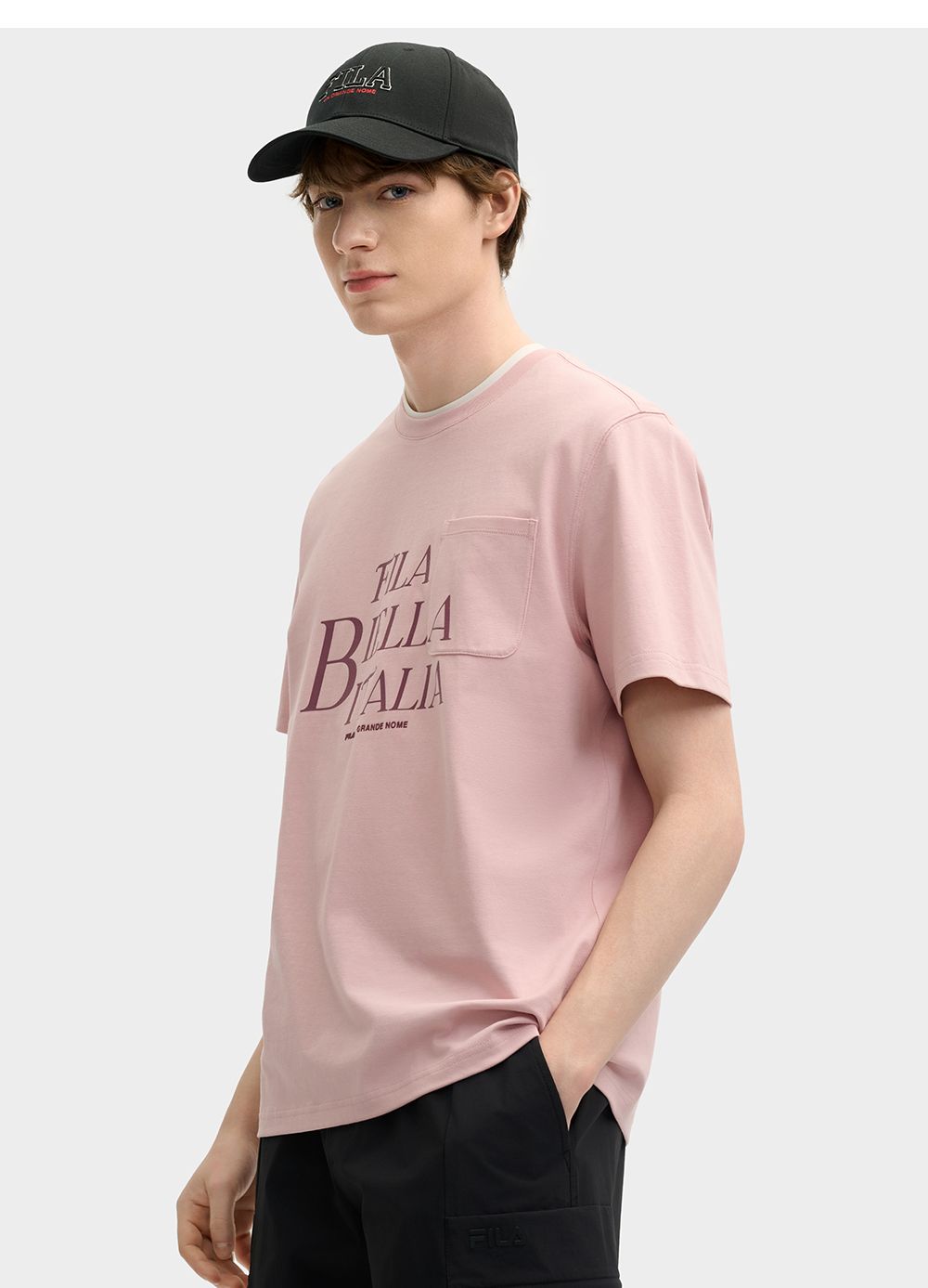 FILA CORE LIFESTYLE ORIGINALE DREAMS ON THE COURT Men Short Sleeves T-Shirt (Pink / White)