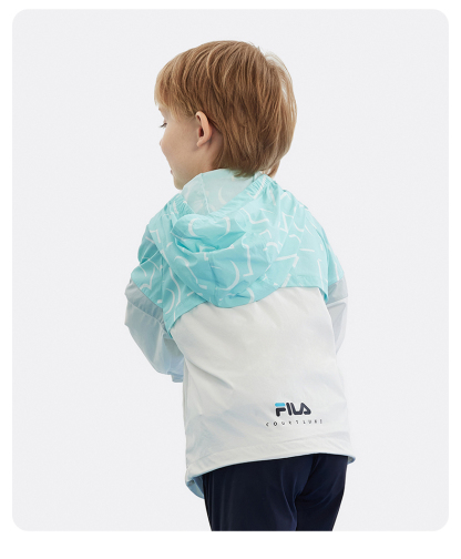 (105 -130cm) FILA KIDS PERFORMANCE TENNIS Boy's Sun-proof Jacket Hoodie in Full Print
